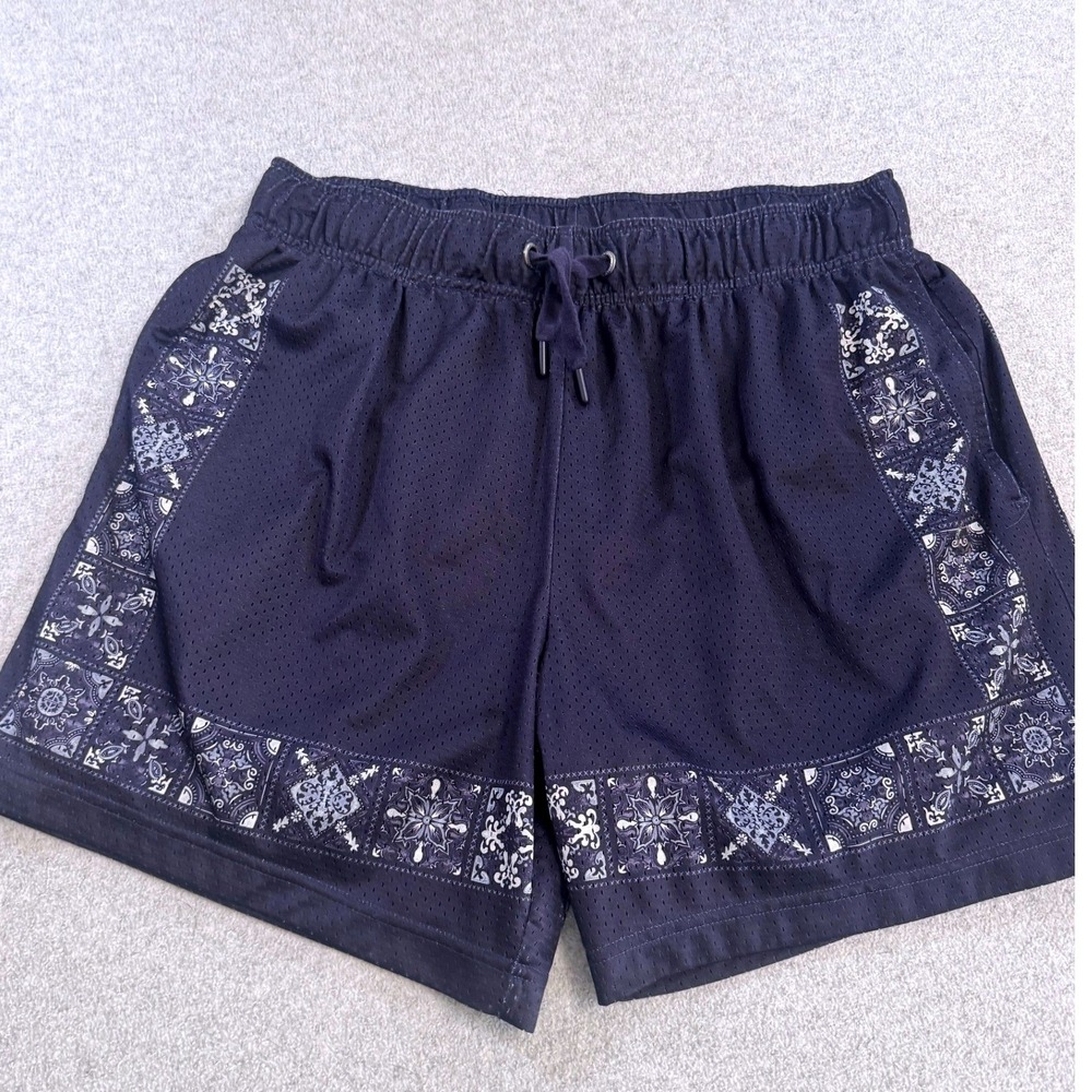 Aeropostale Mesh Shorts Mens L Navy Blue Bandana Tile Print Athletic Streetwear